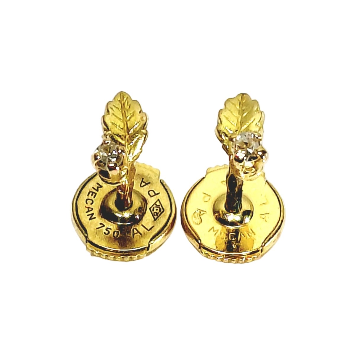 Boucles d'oreilles Puces en or jaune et diamants - Castafiore