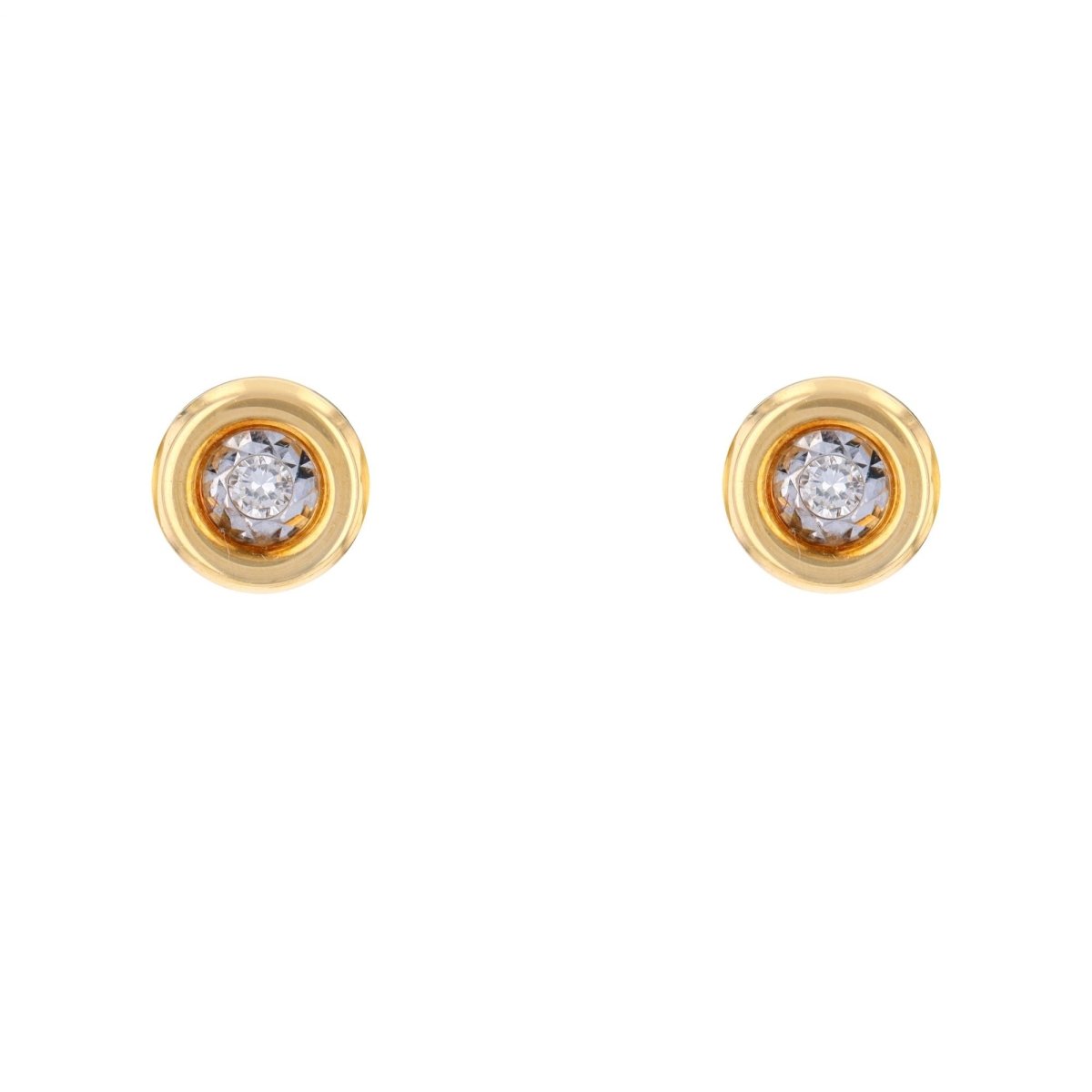 Boucles d'oreilles Puces en or jaune et diamants - Castafiore