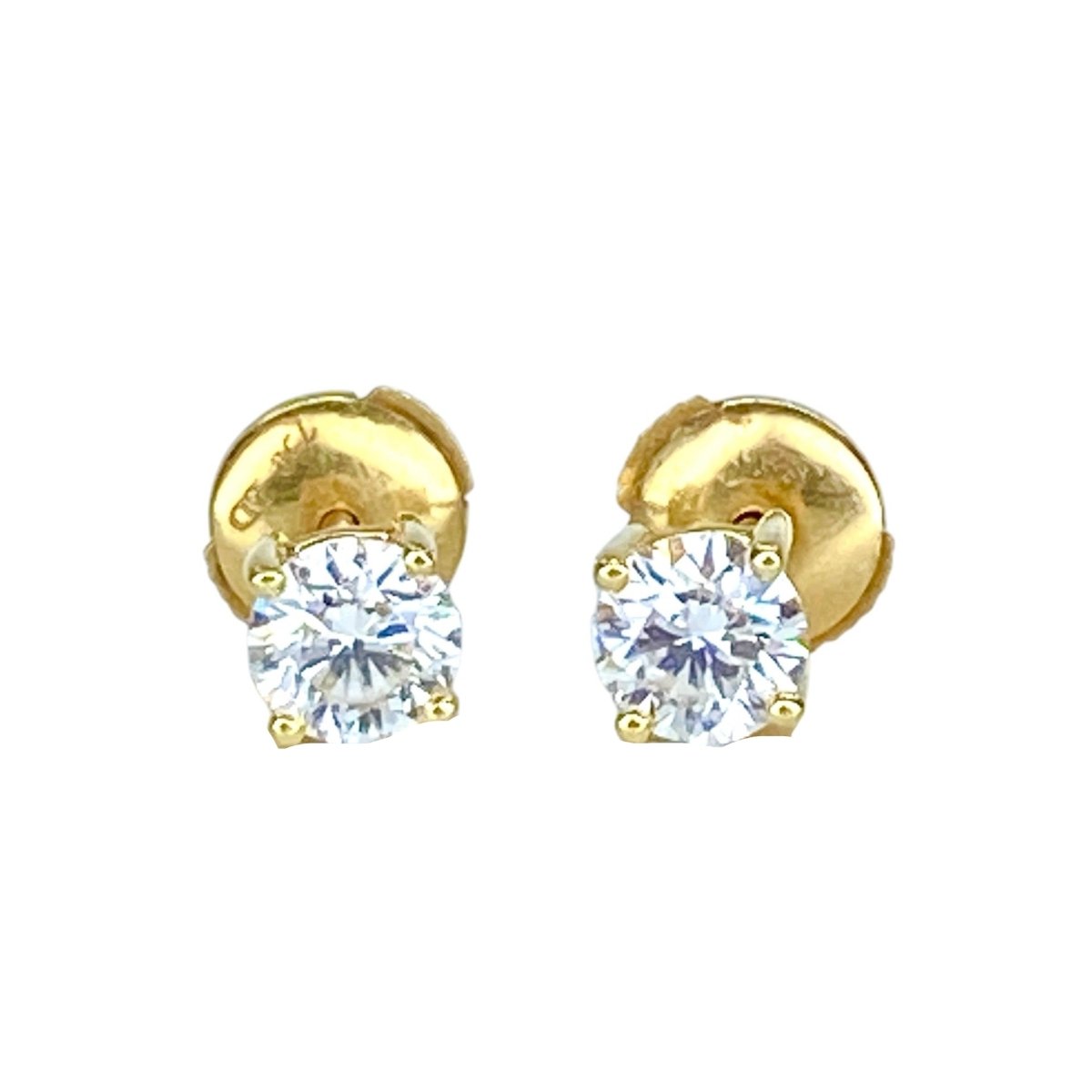 Boucles d’oreilles Puces en or jaune et diamants - Castafiore