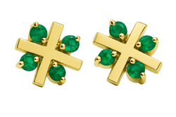 Boucles d'oreilles Puces en or jaune et émeraudes - Castafiore