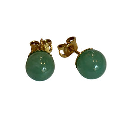 Boucles d'oreilles Puces en or jaune et jade - Castafiore