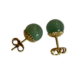 Boucles d'oreilles Puces en or jaune et jade - Castafiore
