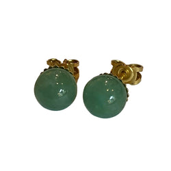 Boucles d'oreilles Puces en or jaune et jade - Castafiore