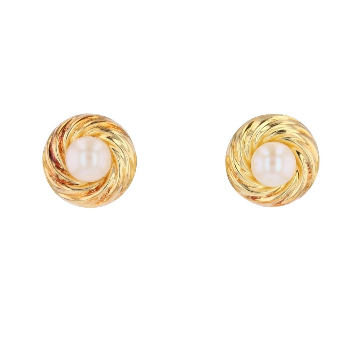 Boucles d'oreilles Puces en or jaune et perles - Castafiore