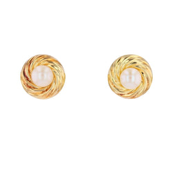 Boucles d'oreilles Puces en or jaune et perles - Castafiore