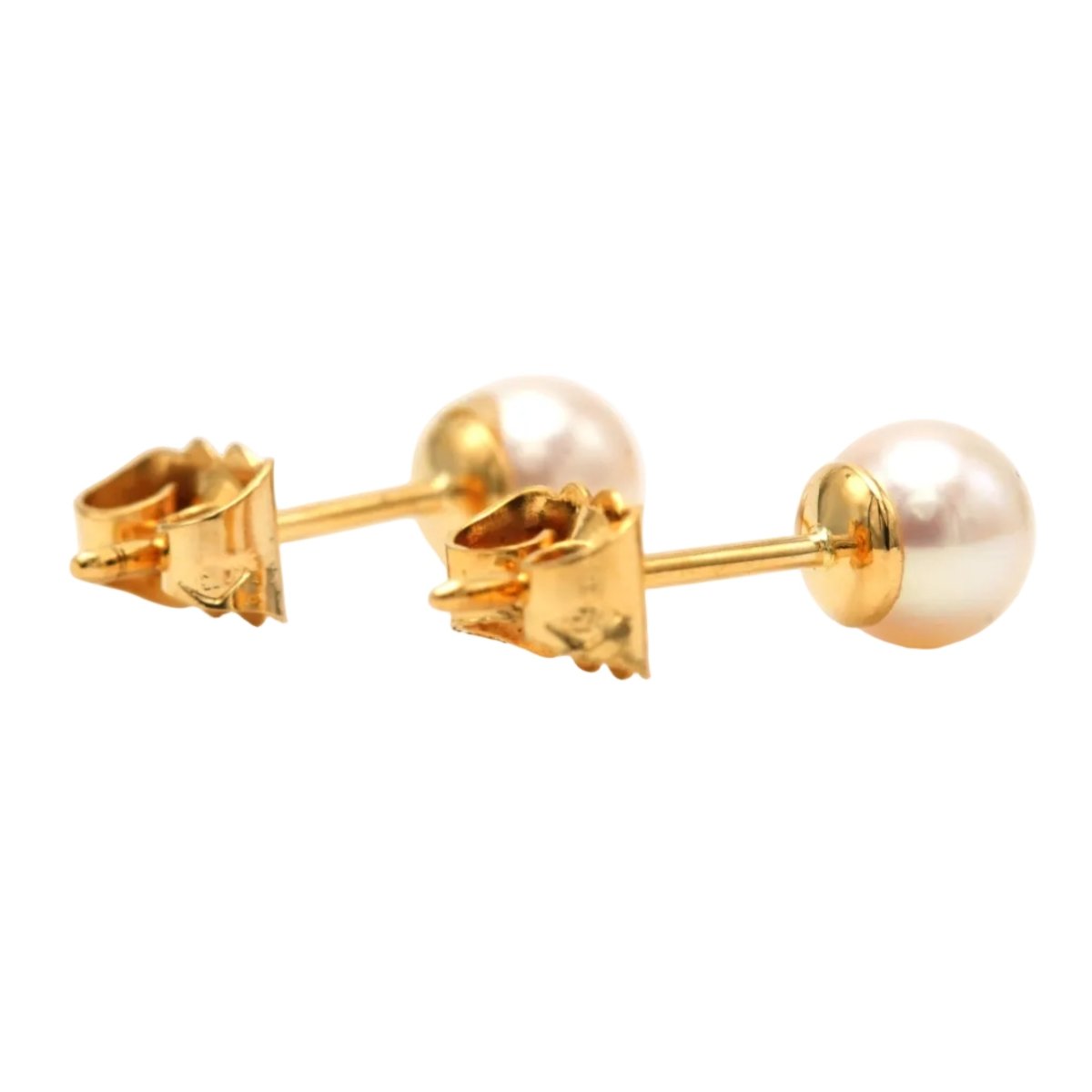 Boucles d'oreilles Puces en or jaune et perles - Castafiore