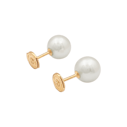 Boucles d'oreilles Puces en or jaune et perles - Castafiore