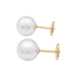 Boucles d'oreilles Puces en or jaune et perles - Castafiore