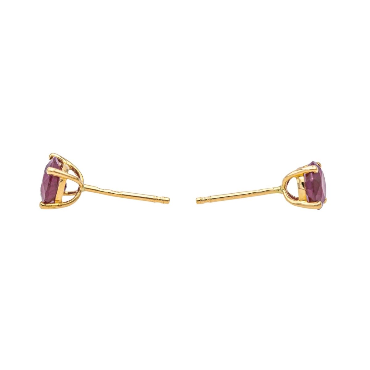 Boucles d'oreilles Puces en or jaune et rubis - Castafiore