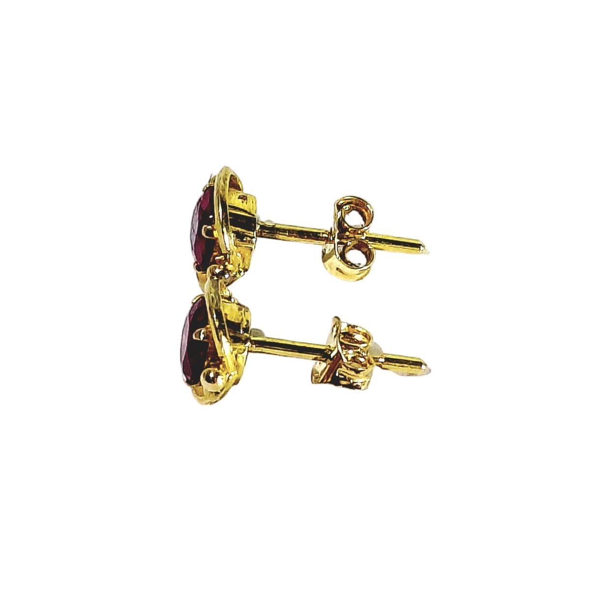 Boucles d'oreilles Puces en or jaune et rubis - Castafiore
