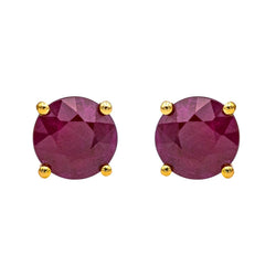 Boucles d'oreilles Puces en or jaune et rubis - Castafiore