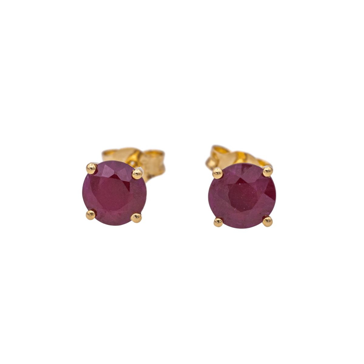 Boucles d'oreilles Puces en or jaune et rubis - Castafiore