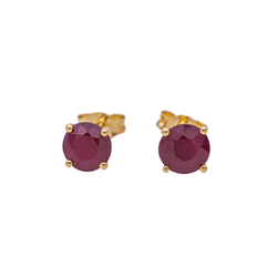 Boucles d'oreilles Puces en or jaune et rubis - Castafiore
