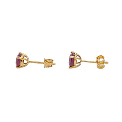 Boucles d'oreilles Puces en or jaune et rubis - Castafiore