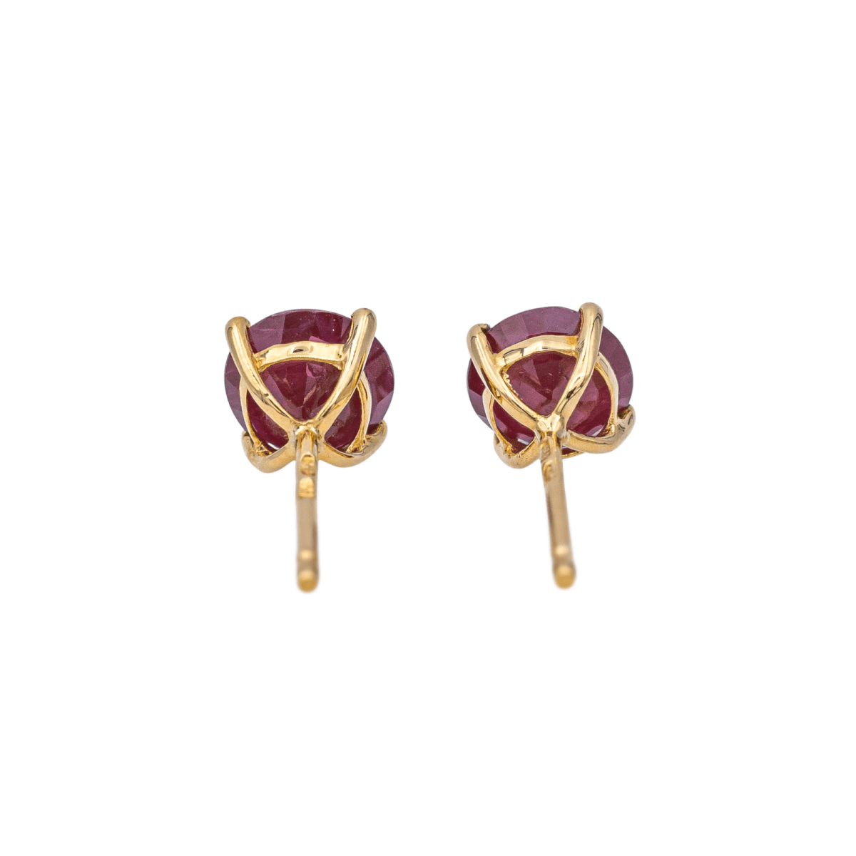 Boucles d'oreilles Puces en or jaune et rubis - Castafiore