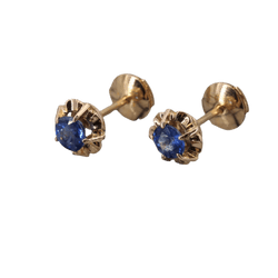 Boucles d'oreilles Puces en or jaune et saphirs - Castafiore