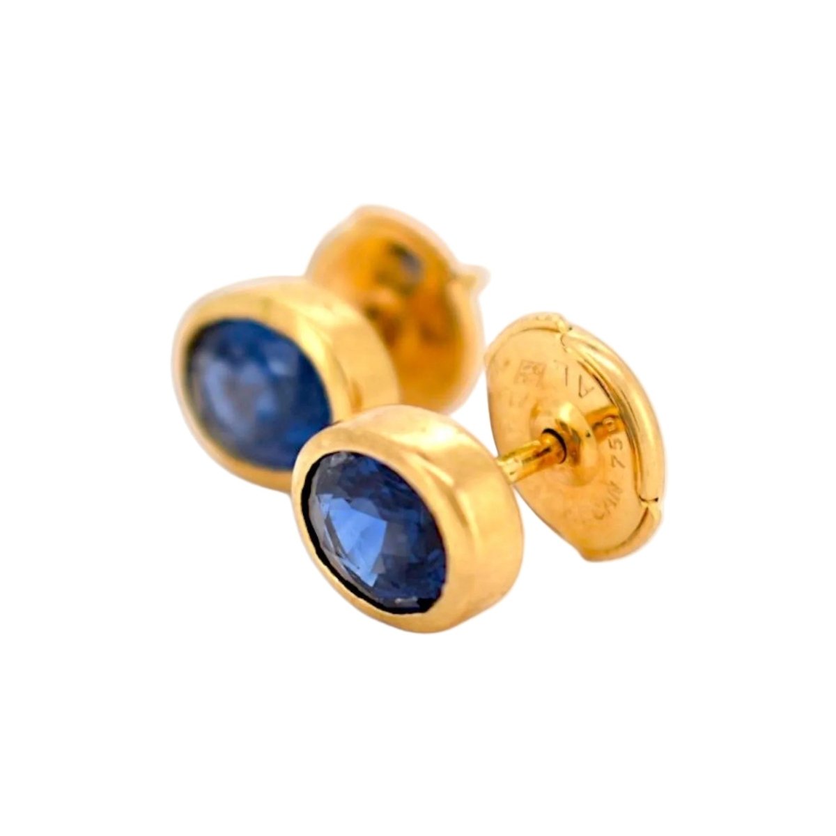 Boucles d'oreilles Puces en or jaune et saphirs - Castafiore