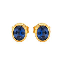 Boucles d'oreilles Puces en or jaune et saphirs - Castafiore