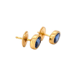 Boucles d'oreilles Puces en or jaune et saphirs - Castafiore