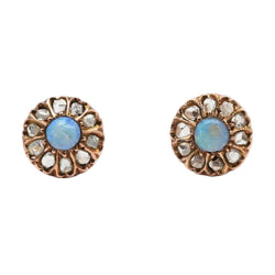 Boucles d'oreilles Puces en or jaune, opales et diamants - Castafiore