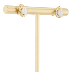Boucles d'oreilles Puces en or jaune, perles de culture, et saphirs - Castafiore
