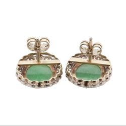 Boucles d'oreilles Puces en or jaune, platine, jade et diamants - Castafiore