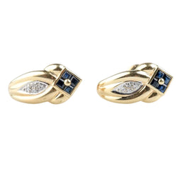 Boucles d’oreilles Puces en or jaune, saphirs et diamants - Castafiore