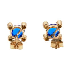 Boucles d'oreilles Puces en or jaune, saphirs et perles - Castafiore