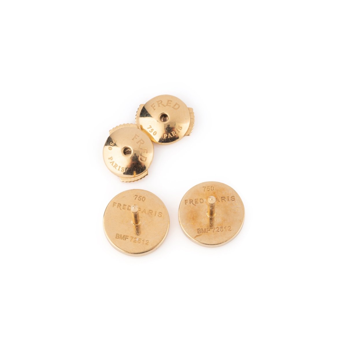 Boucles d'oreilles Puces FRED en or jaune et diamants - Castafiore