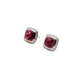 Boucles d'oreilles Puces FRED "Pain de sucre" en or blanc, tourmaline rose et diamants - Castafiore