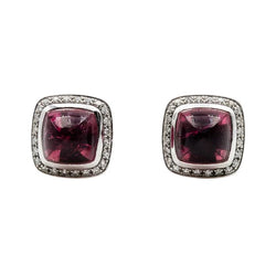 Boucles d'oreilles Puces FRED "Pain de sucre" en or blanc, tourmaline rose et diamants - Castafiore
