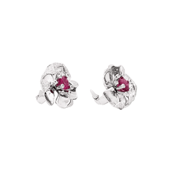 Boucles d'oreilles Puces MELLERIO en or blanc, tourmalines, et diamants - Castafiore