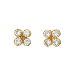 Boucles d'oreilles Puces O.J Perrin en or jaune et diamants - Castafiore