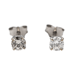 Boucles d'oreilles Puces Or blanc Diamant - Castafiore