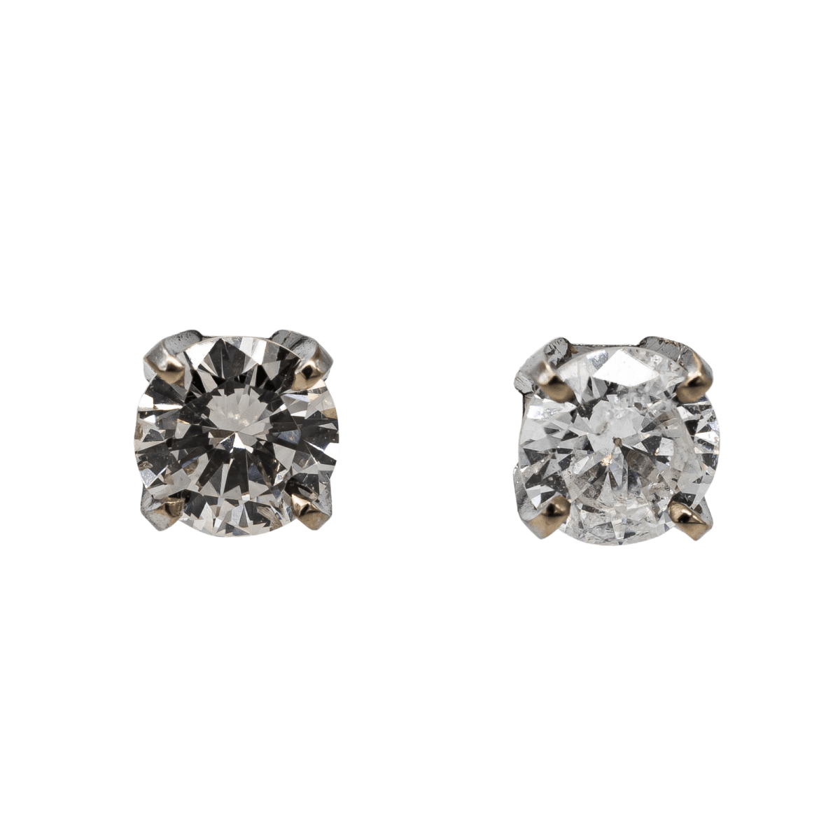 Boucles d'oreilles Puces Or blanc Diamant - Castafiore