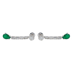 Boucles d'oreilles Puces Or blanc Emeraude - Castafiore