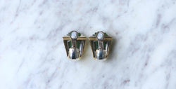 Boucles d'Oreilles Puiforcat par André Vassort Jade sur Or et Argent - Castafiore