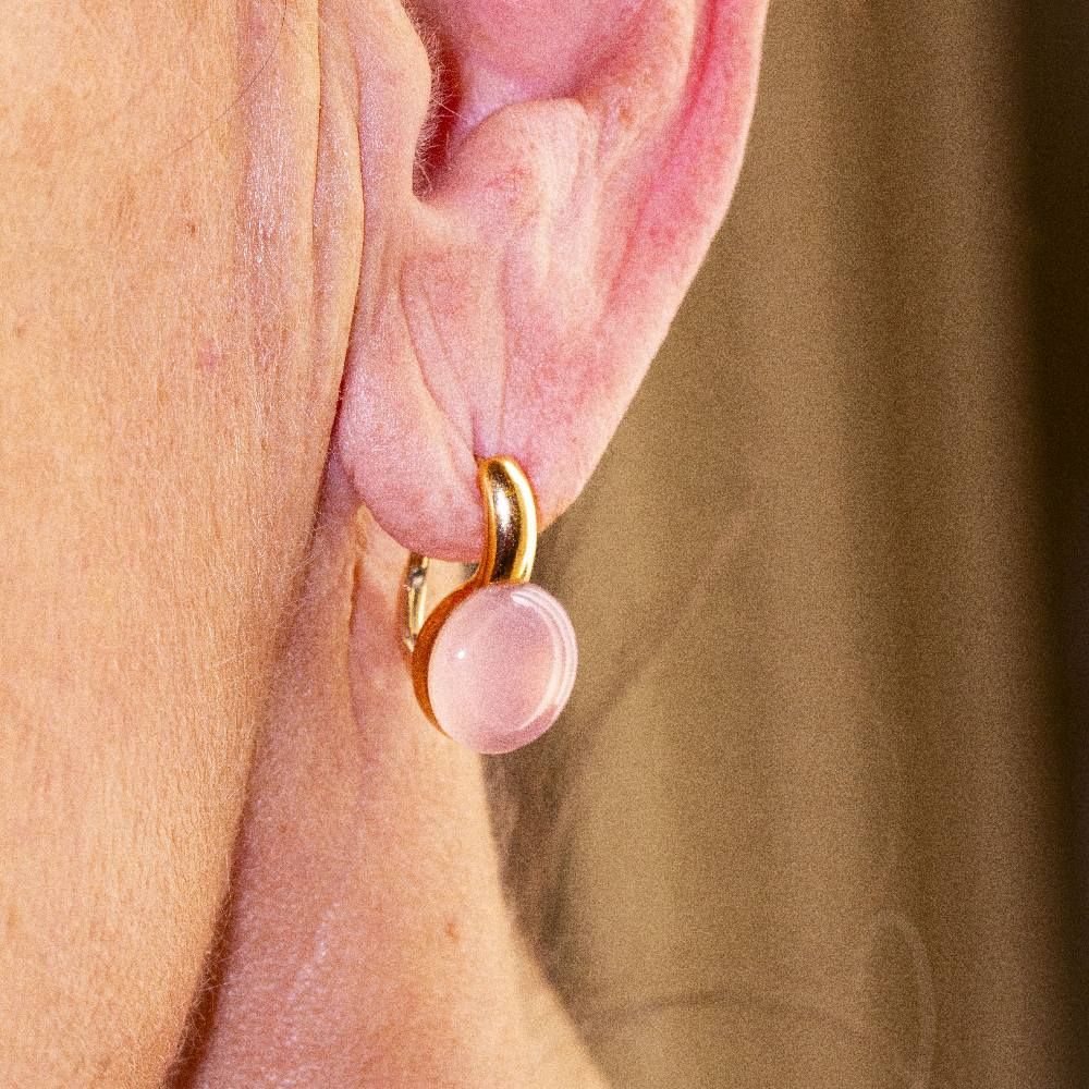 Boucles d'oreilles RIKIO en or et quartz rose - Castafiore