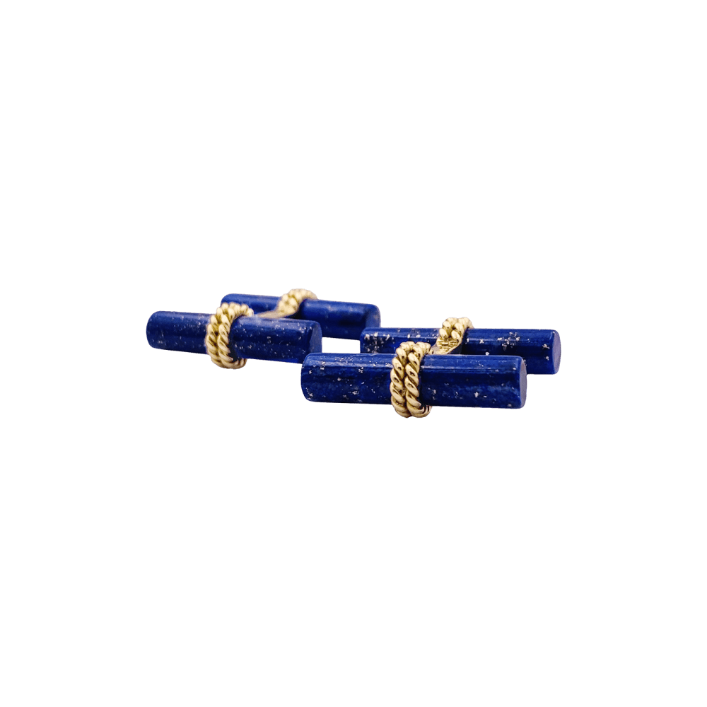 Boutons de manchette BOUCHERON en or jaune et lapis - lazuli - Castafiore