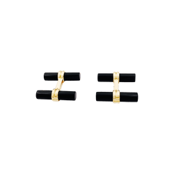 Boutons de manchette BOUCHERON en or jaune et onyx - Castafiore