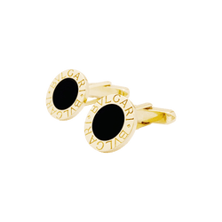 Boutons de manchette BULGARI "Bulgari Bulgari" en or jaune et onyx - Castafiore