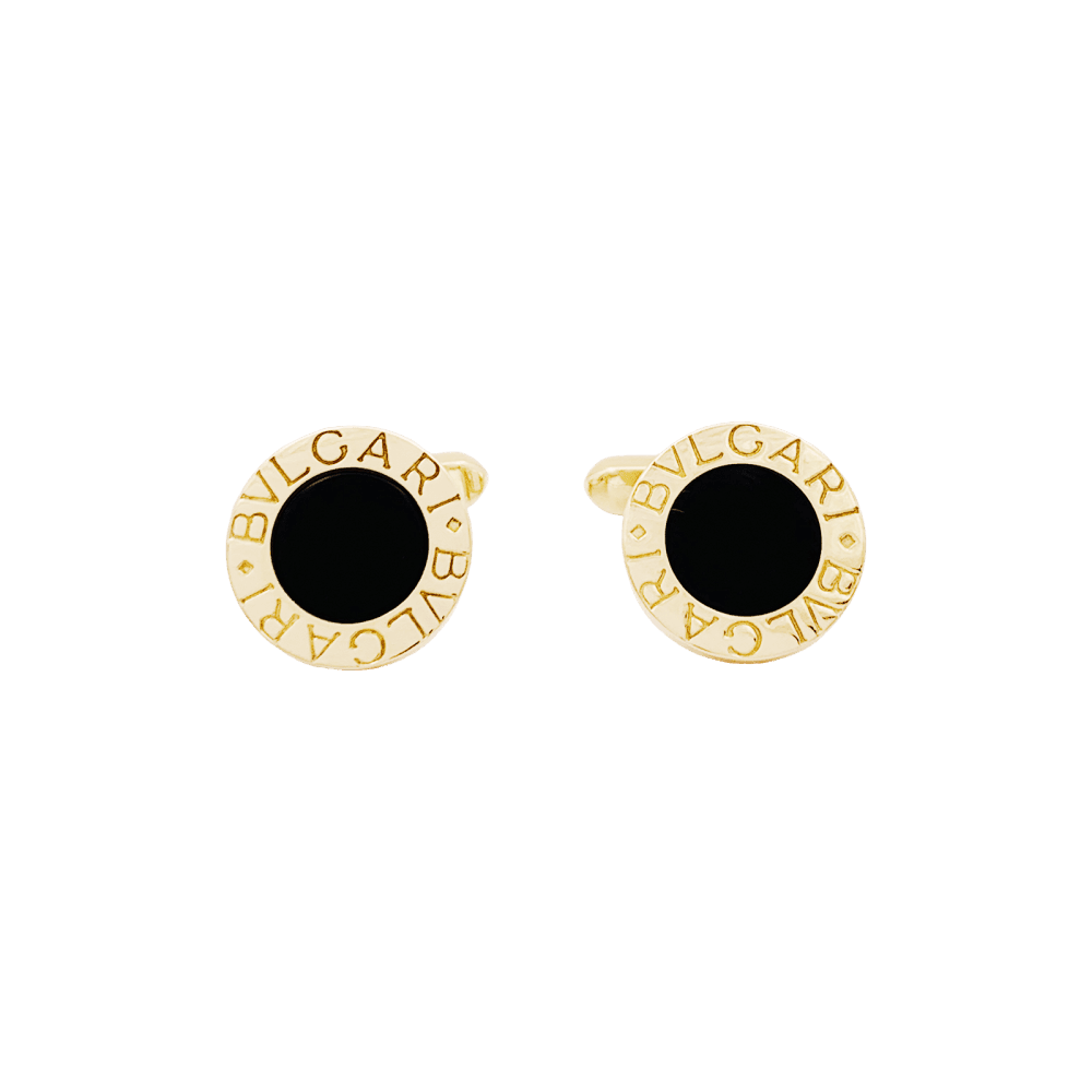 Boutons de manchette BULGARI "Bulgari Bulgari" en or jaune et onyx - Castafiore