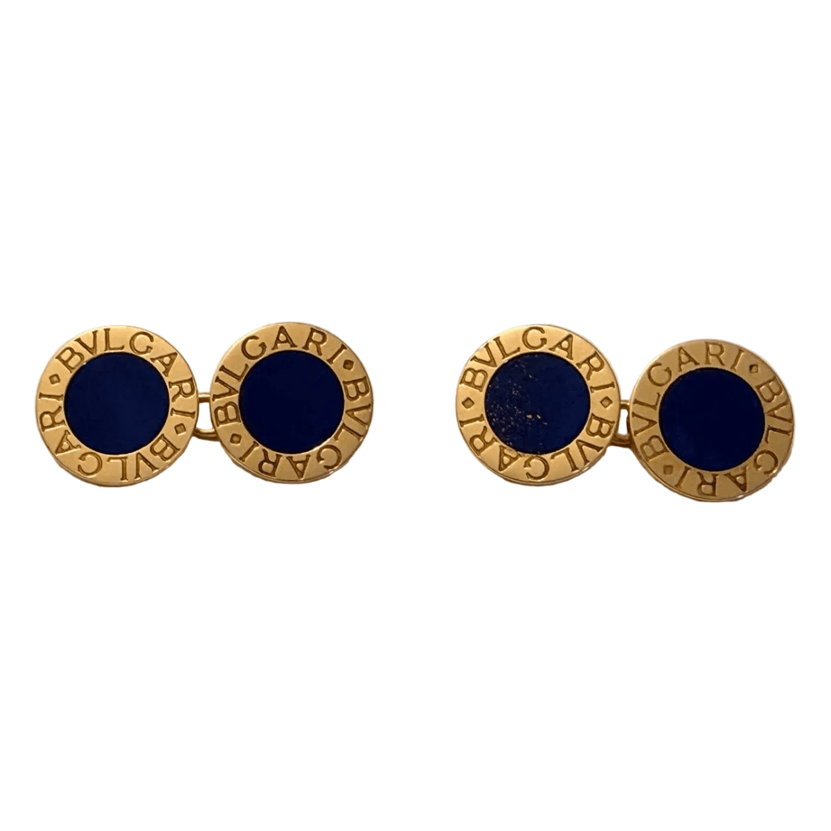 Boutons de manchette BULGARI en or jaune et lapis-lazuli - Castafiore