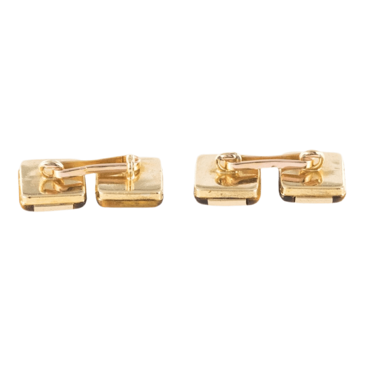 Boutons de manchette en or jaune et oeil de tigre - Castafiore