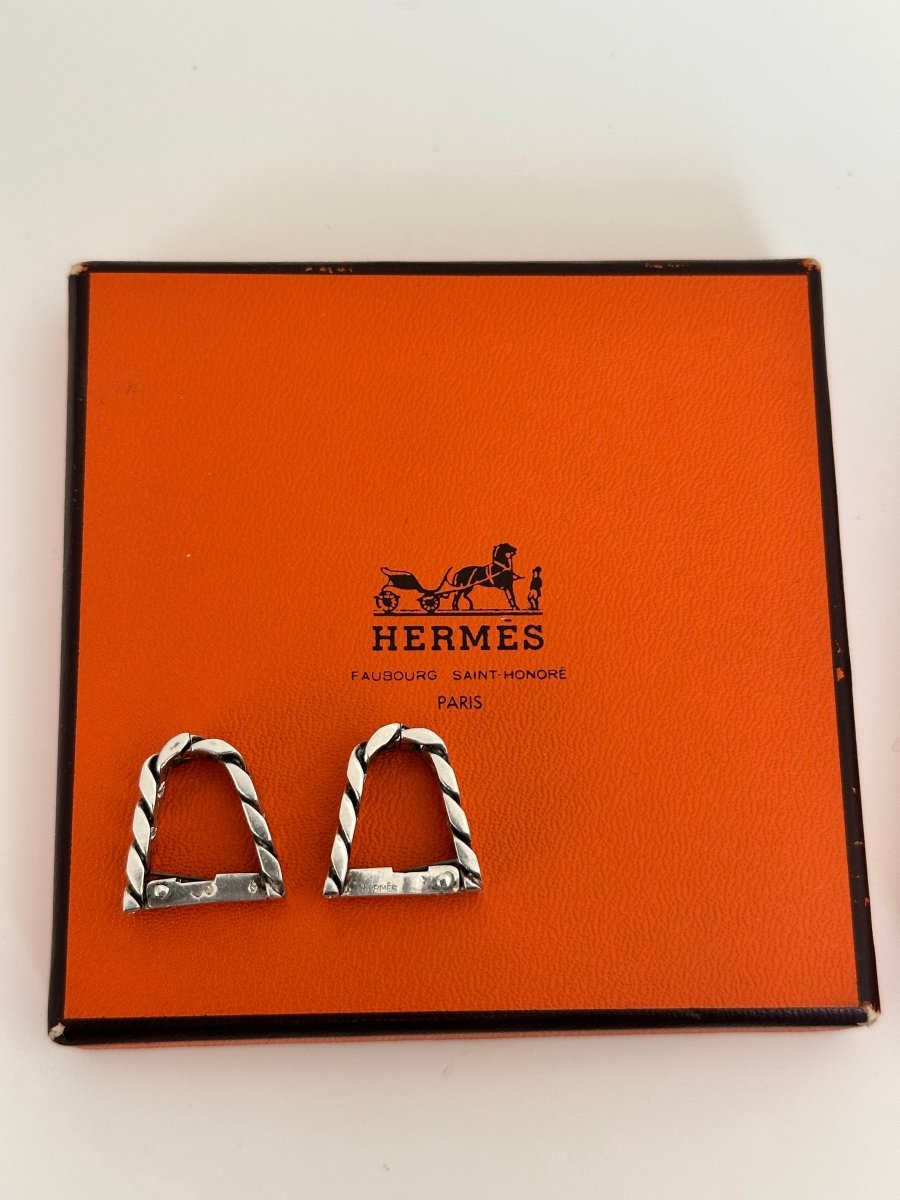 Boutons de manchette HERMÈS en argent - Castafiore