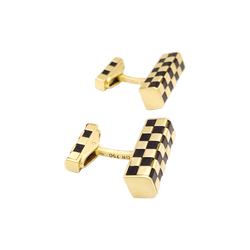 Boutons de manchette VAN CLEEF & ARPELS "Damier" en or jaune et bois - Castafiore