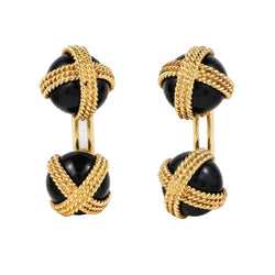 Boutons de manchette VAN CLEEF & ARPELS en or jaune et onyx - Castafiore