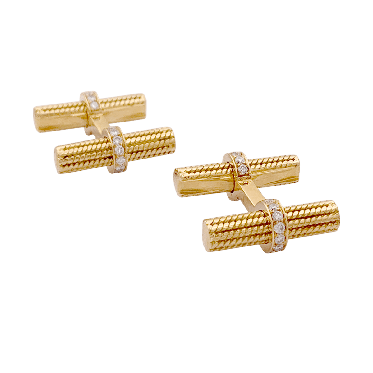Boutons de manchette VAN CLEEF ET ARPELS. en or jaune et diamants - Castafiore