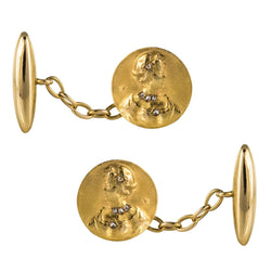 Boutons de manchettes anciens art nouveau or et diamants - Castafiore
