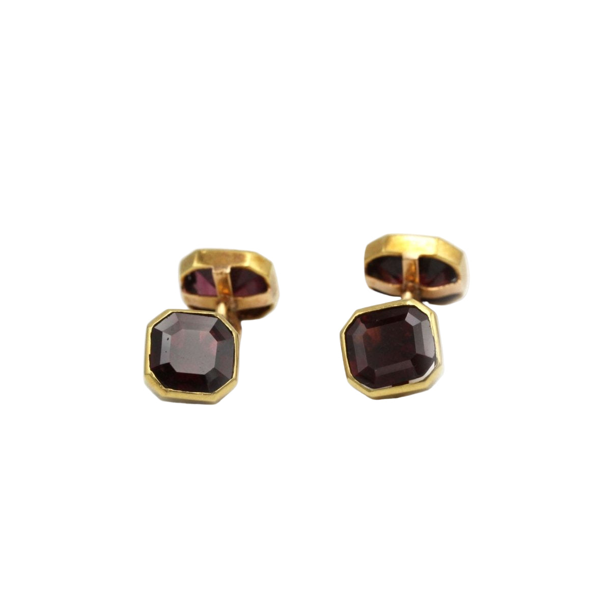 Boutons de manchettes en or jaune et grenats - Castafiore